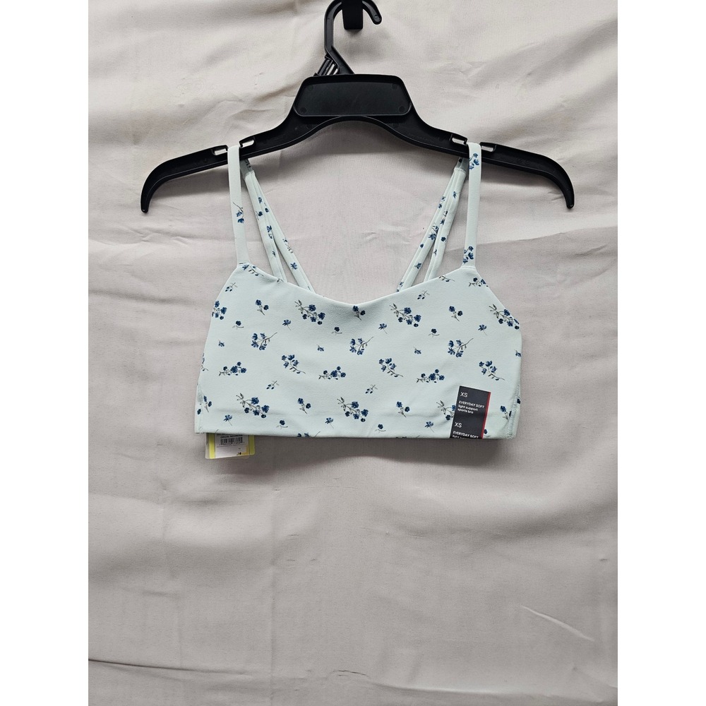 All in Motion Womens Floral Strappy Sports Bra Green Nylon Blend Size XS